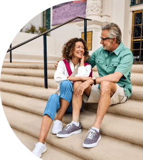 Couple sitting on steps