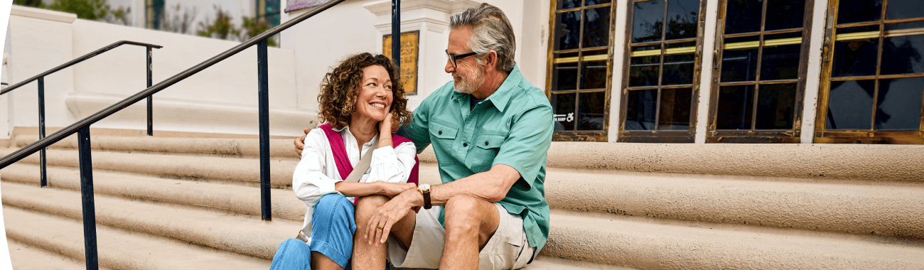 Couple sitting on steps