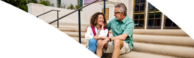 Couple sitting together on steps